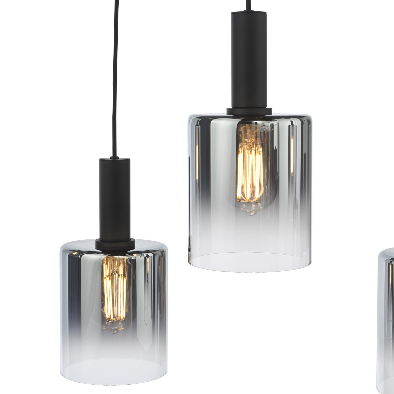 Savannah 6 Light Bar Pendant Matt Black and Smoked Glass