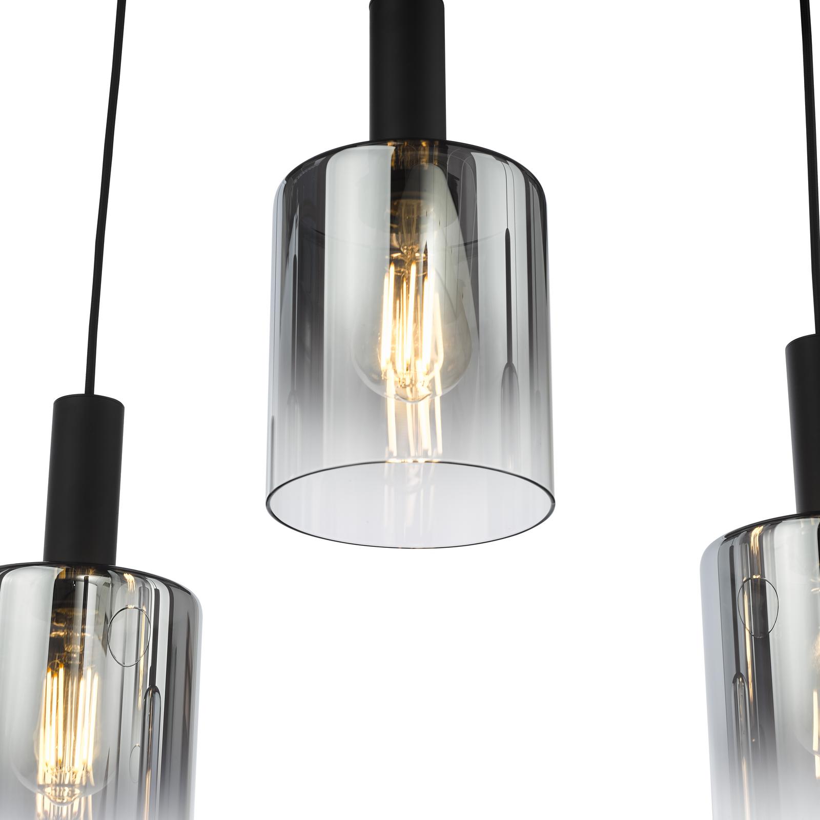 Savannah 6 Light Bar Pendant Matt Black and Smoked Glass