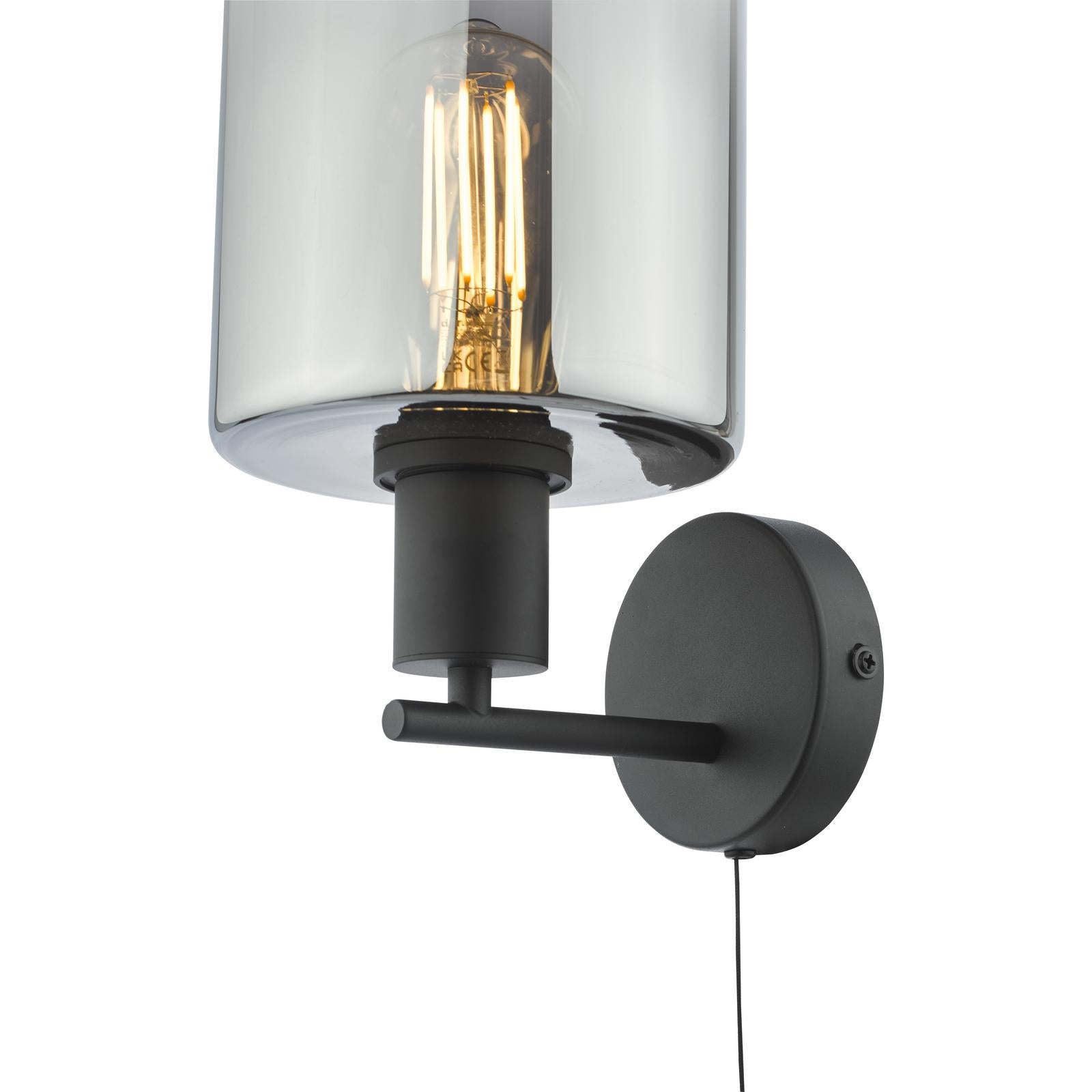 Savannah Wall Light Matt Black and Smoked Glass
