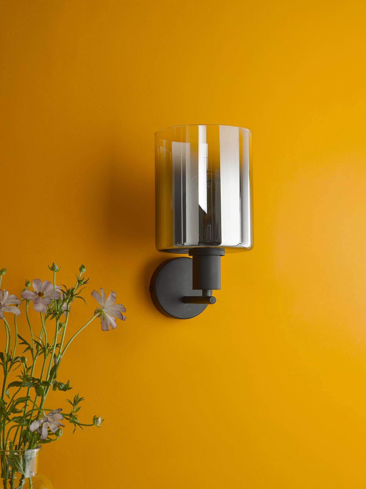 Savannah Wall Light Matt Black and Smoked Glass