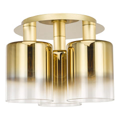 Savannah 3 Light Flush Satin Gold and Gold Ombre Glass