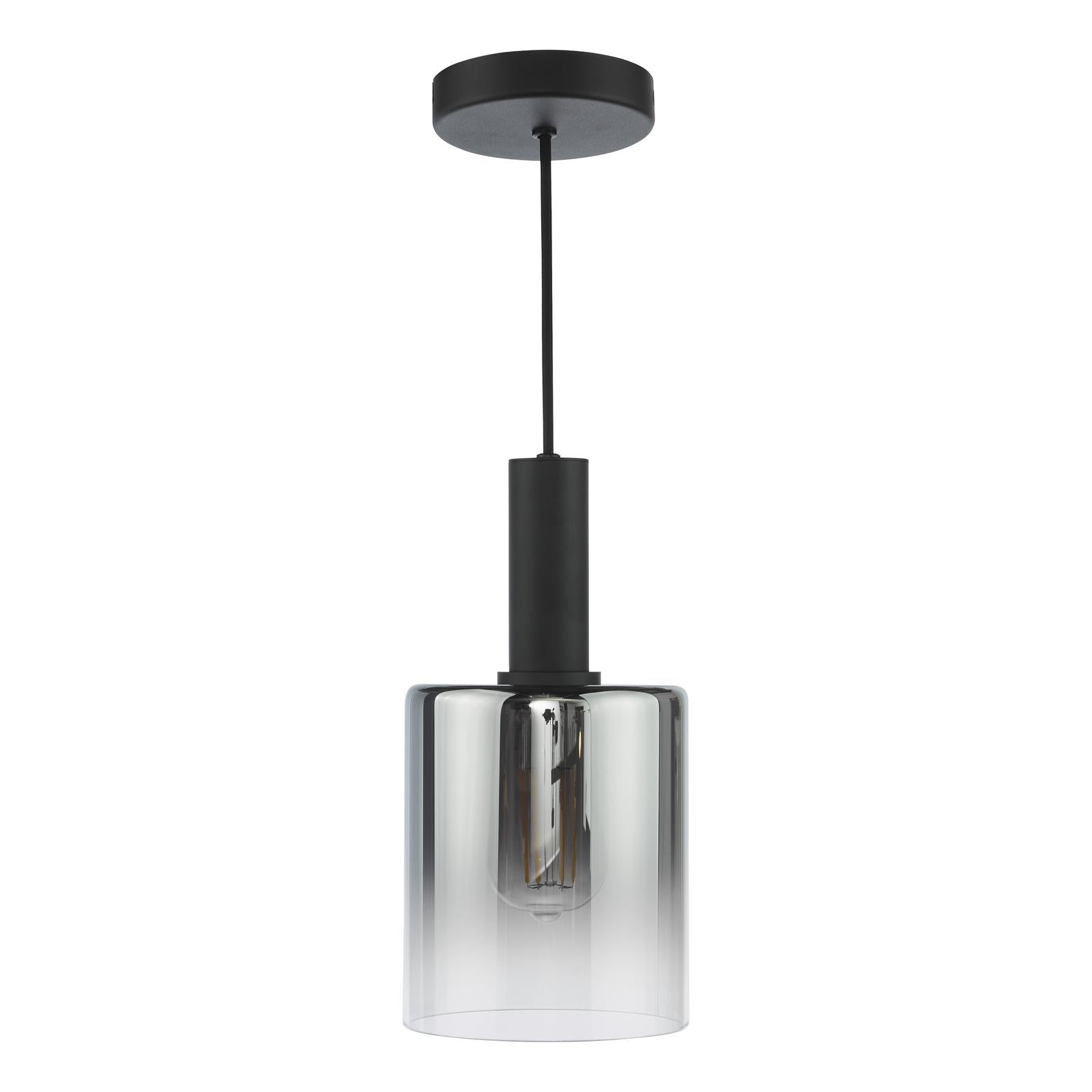 Savannah Pendant Matt Black and Smoked Glass