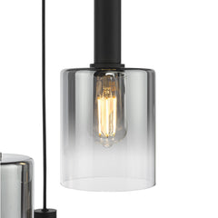 Savannah 3 Light Cluster Pendant Matt Black and Smoked Glass