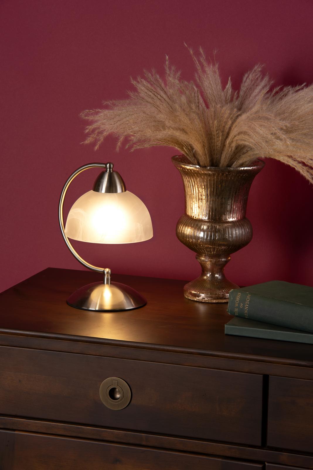 Saxby Touch Table Lamp Satin Chrome Glass