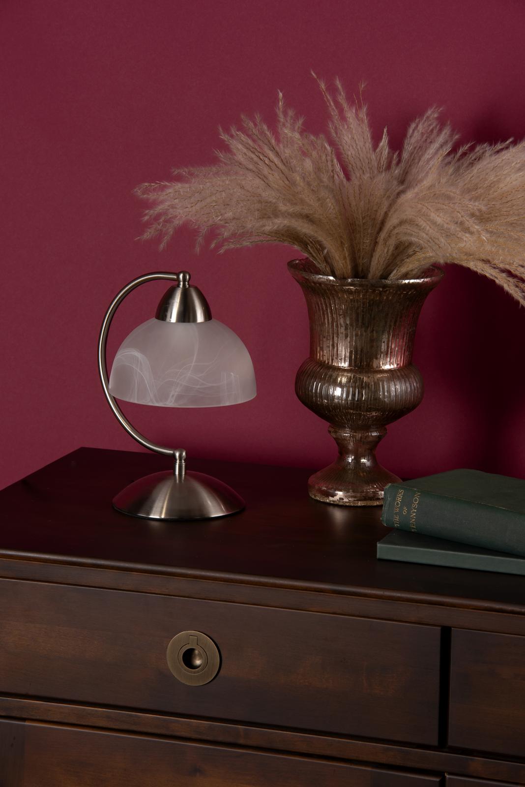 Saxby Touch Table Lamp Satin Chrome Glass