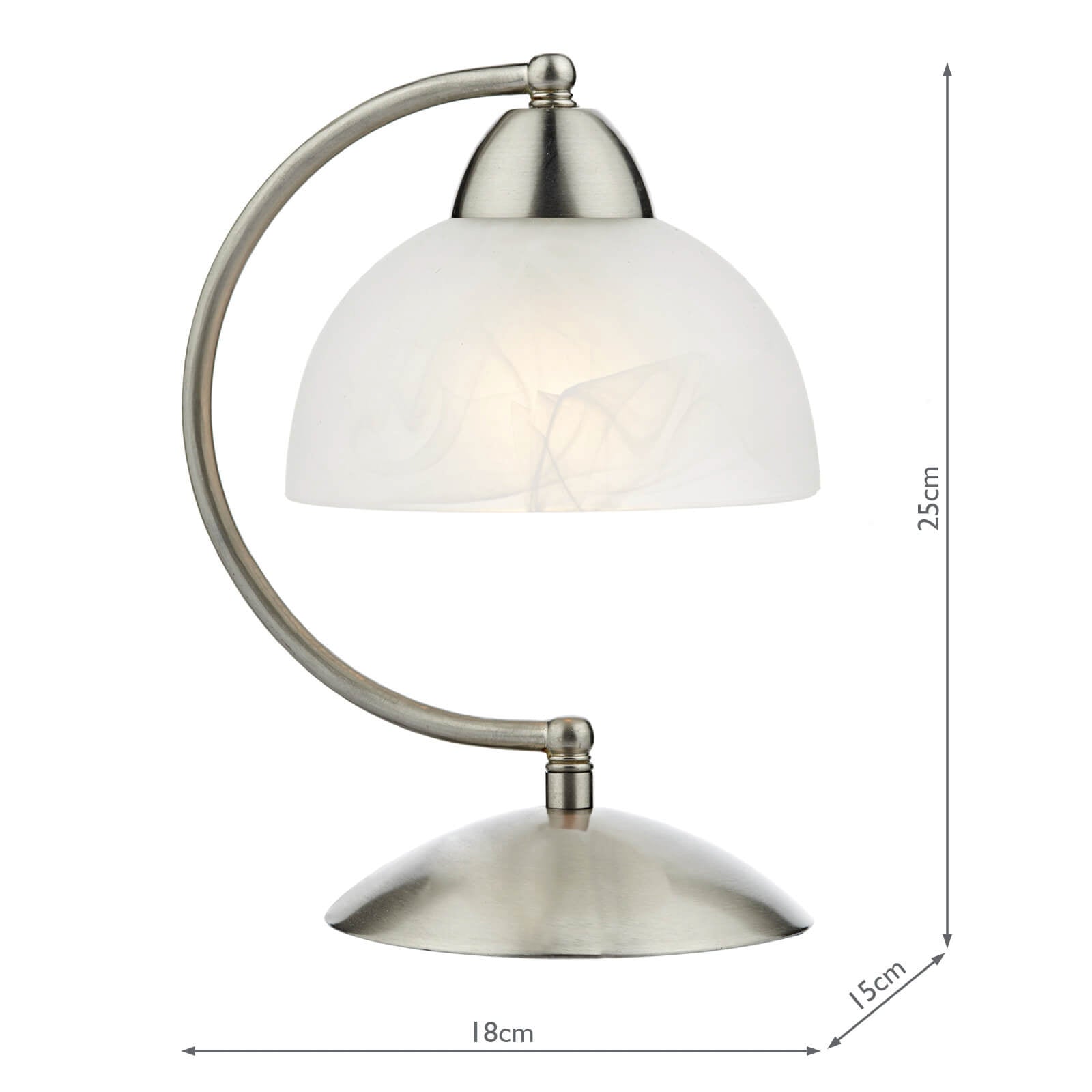 Saxby Touch Table Lamp Satin Chrome Glass