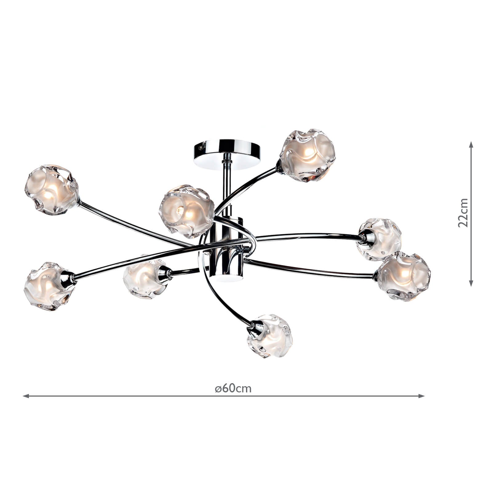 Seattle 8 Light Semi Flush Polished Chrome