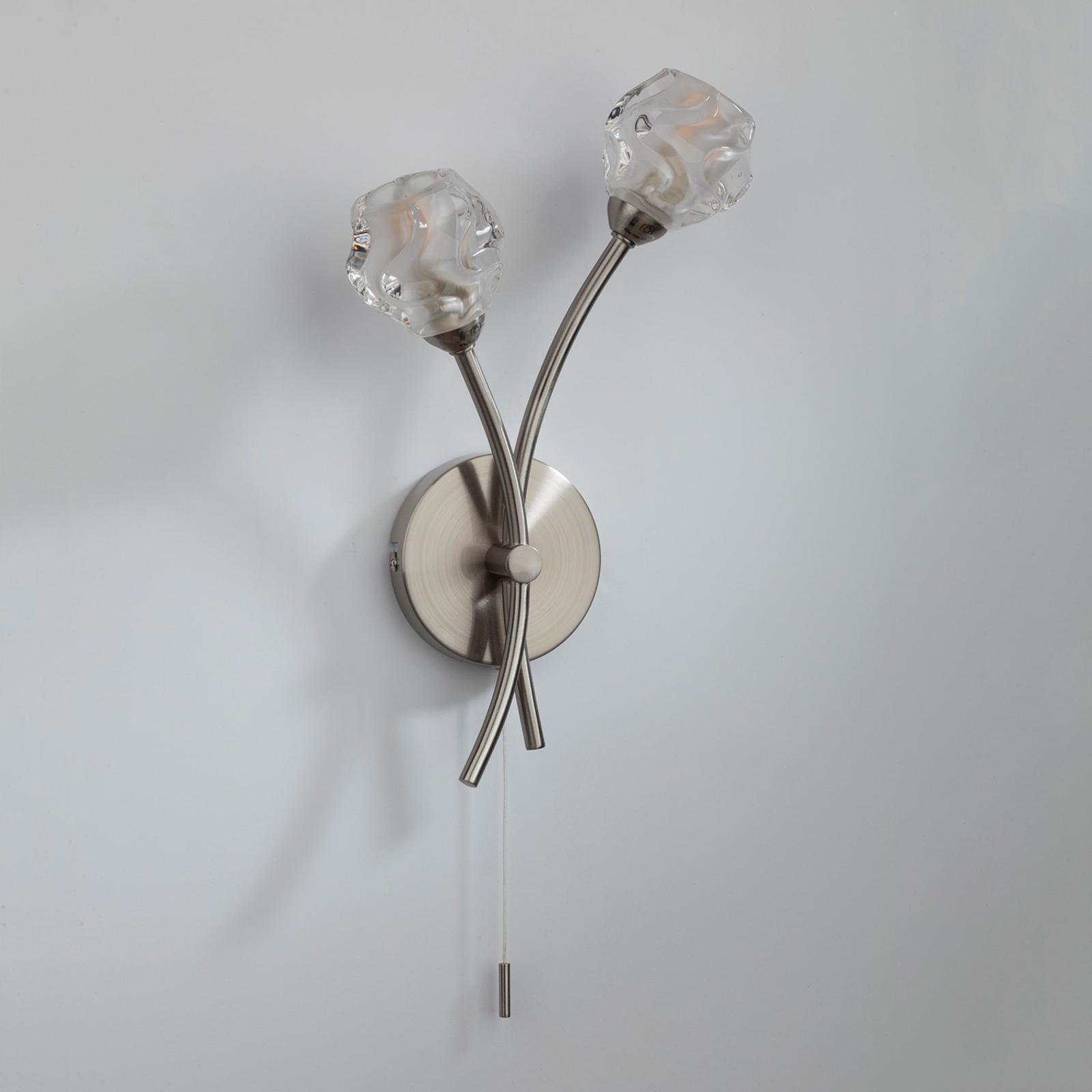 Seattle 2 Light Wall Light Satin Chrome Glass