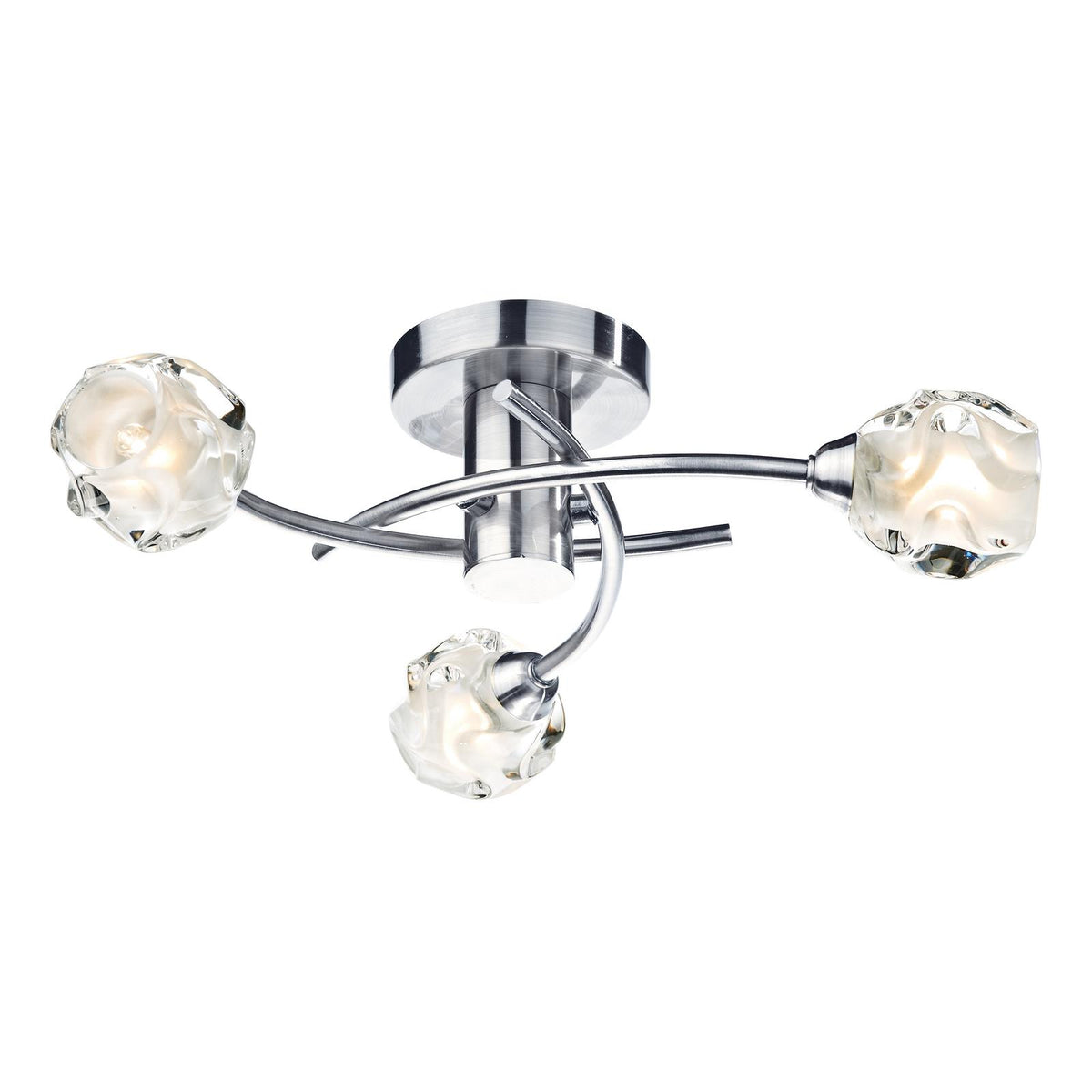Seattle 3 Light Flush Satin Chrome Glass