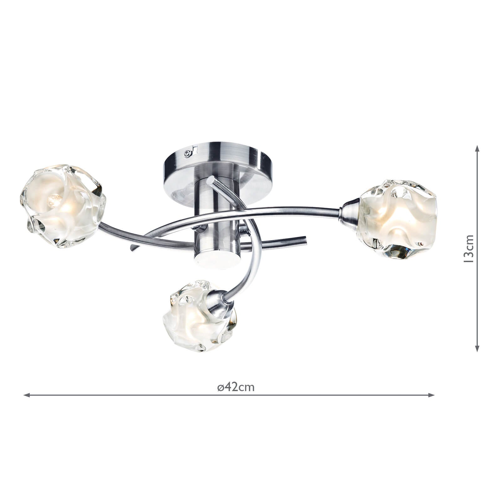 Seattle 3 Light Flush Satin Chrome Glass
