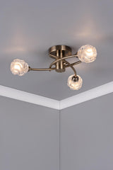 Seattle 3 Light Semi Flush Antique Brass