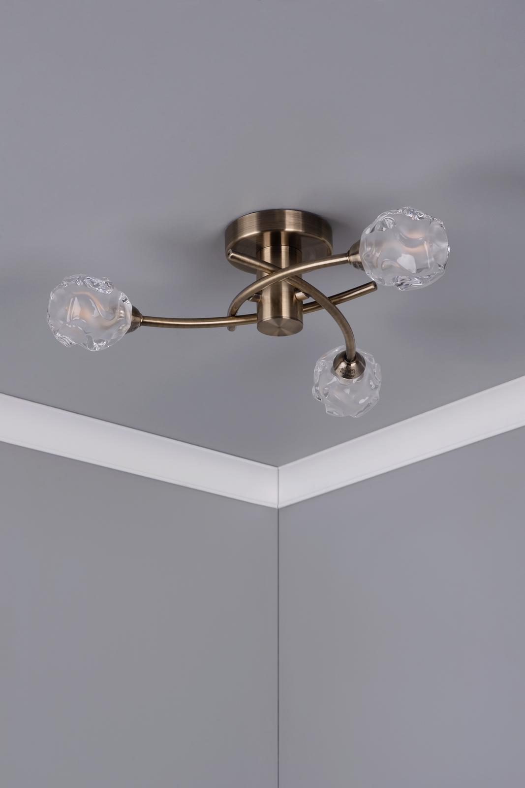 Seattle 3 Light Semi Flush Antique Brass