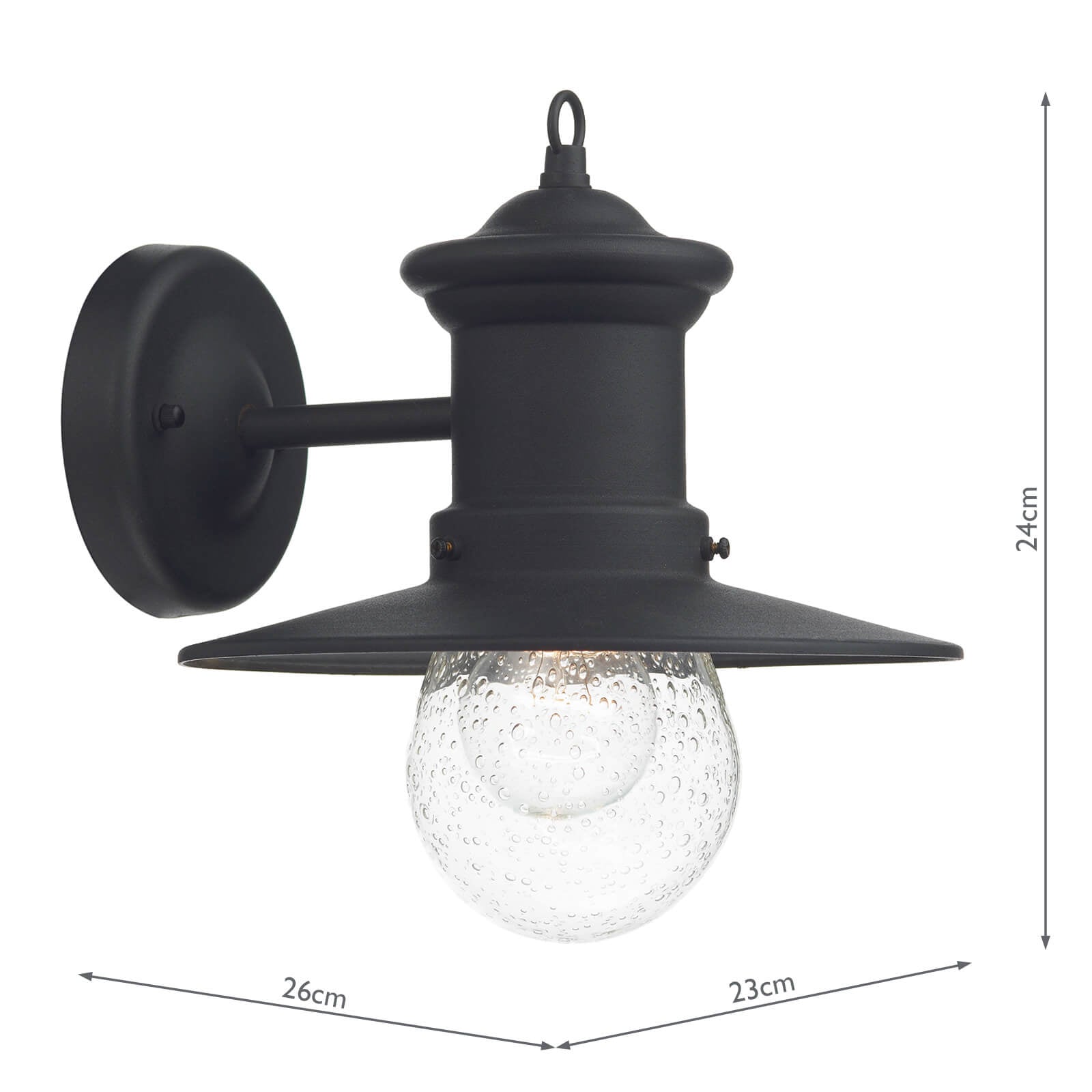 Sedgewick Outdoor Wall Light Black Glass IP44