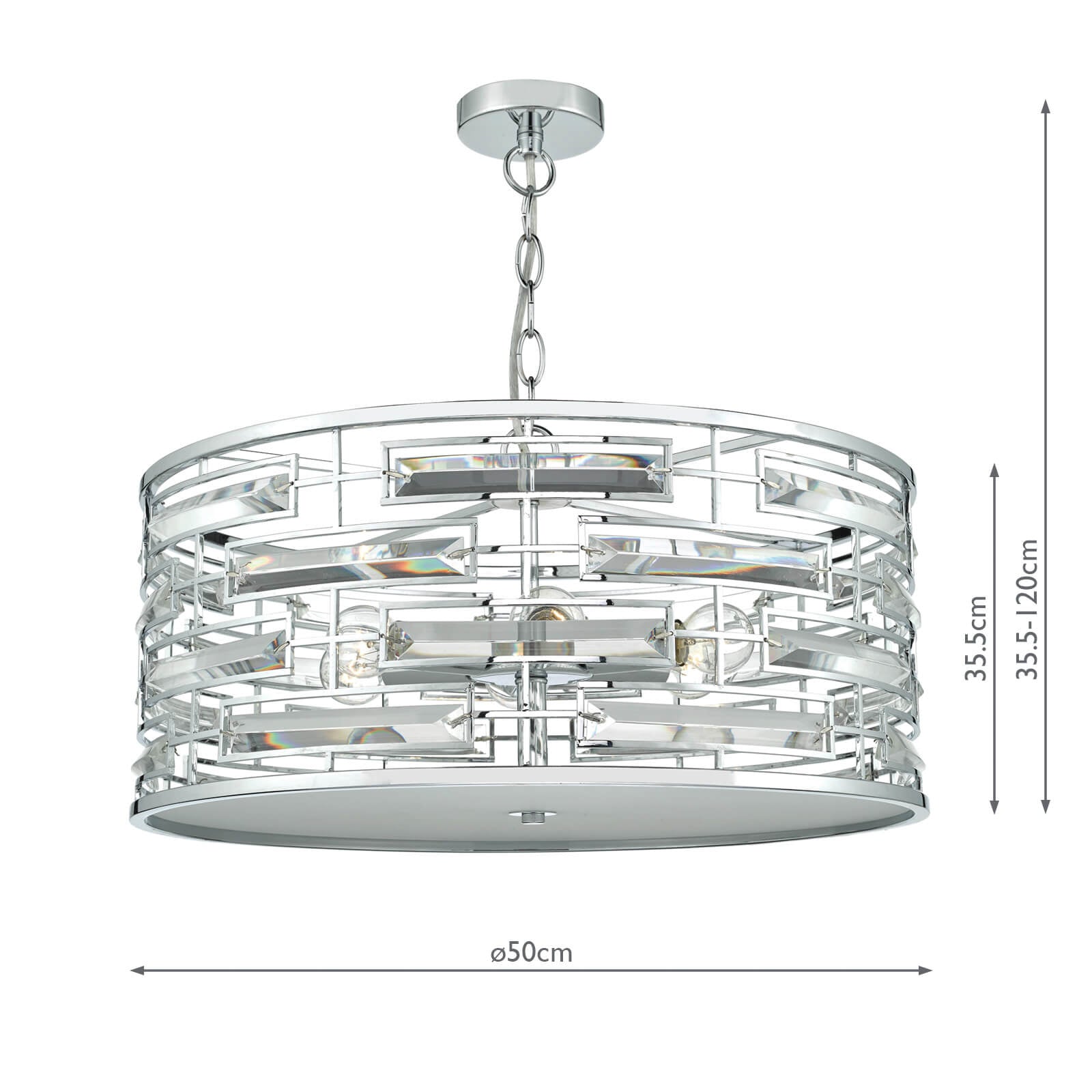 Seville 6 Light Pendant K9 Crystal Polished Chrome