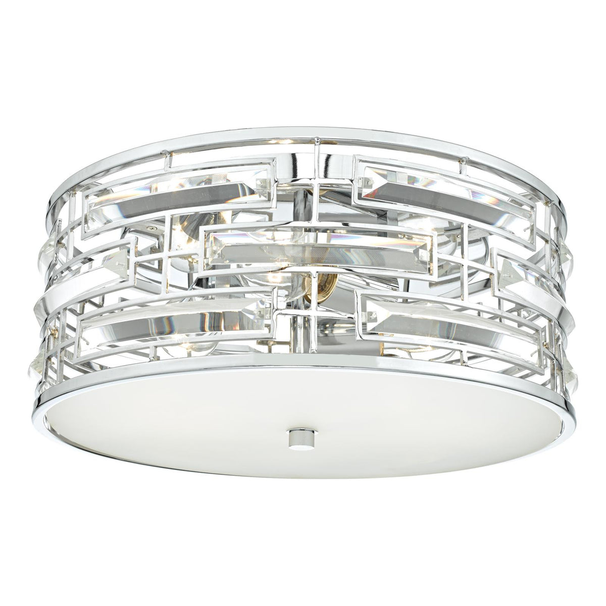 Seville 3 Light Flush Polished Chrome Crystal With Diffuser