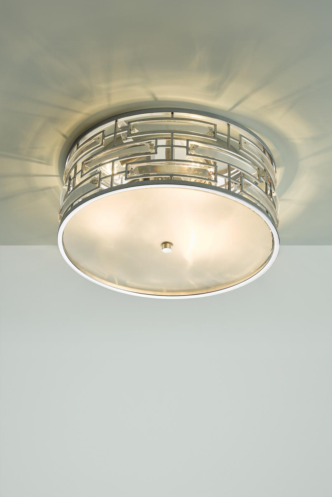Seville 3 Light Flush Polished Chrome Crystal With Diffuser
