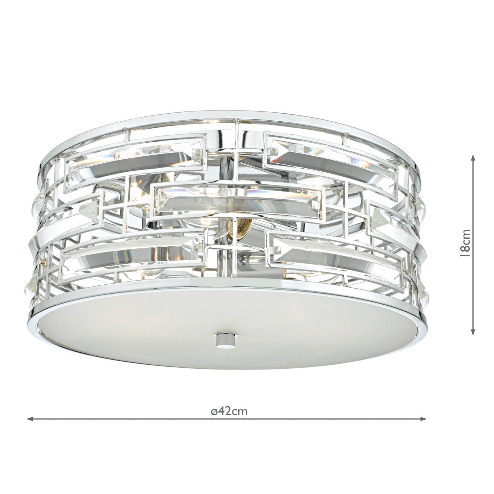 Seville 3 Light Flush Polished Chrome Crystal With Diffuser