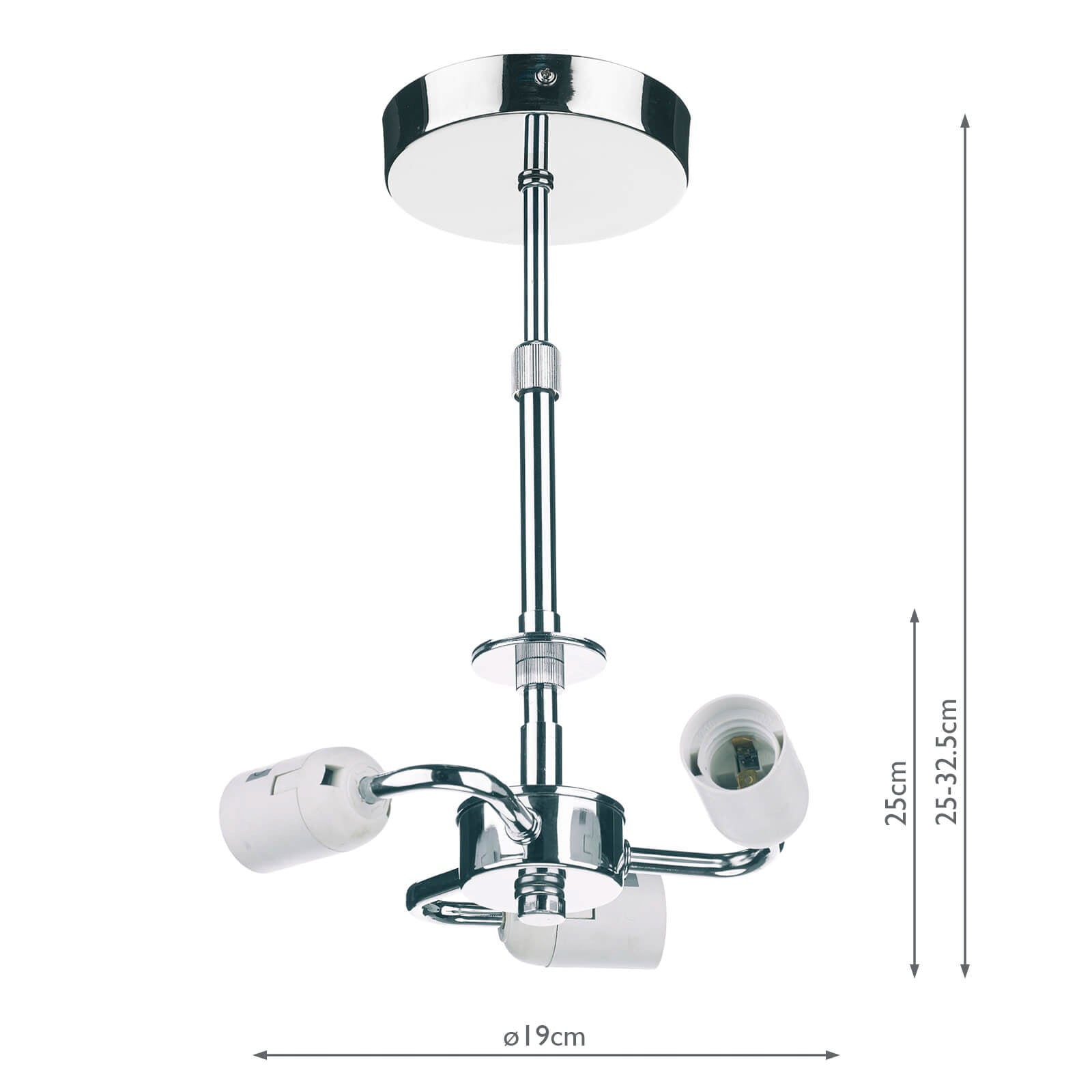 3 Light Semi Flush Suspension Polished Chrome
