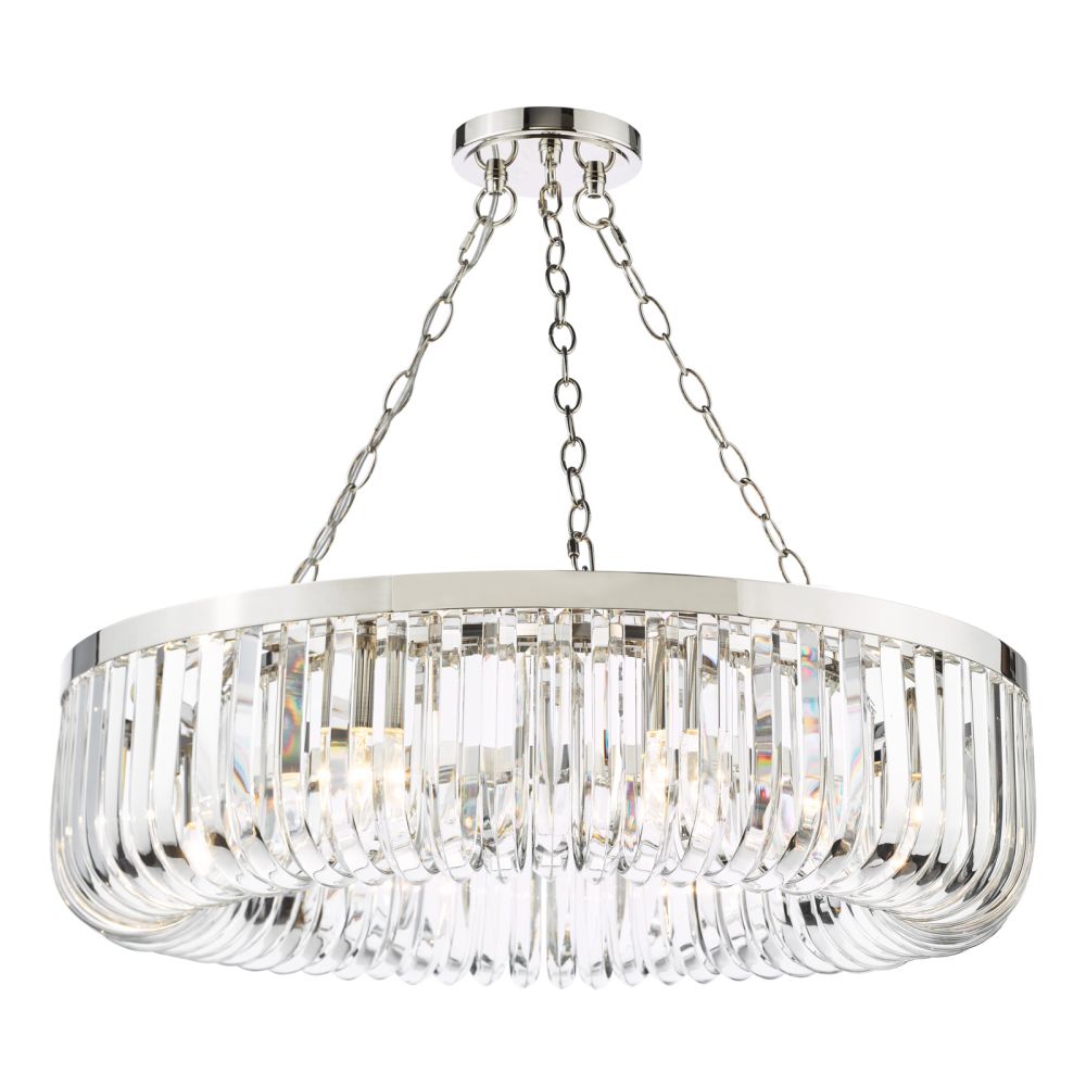 Sigourney 8 Light Pendant Polished Nickel and Crystal SIG0838