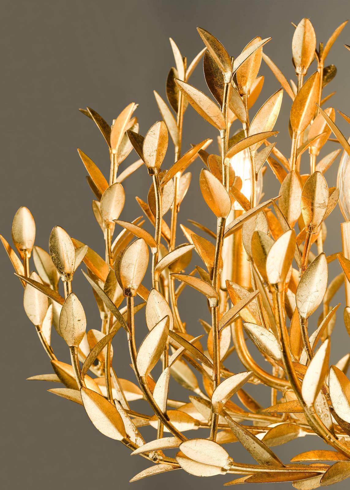 Silvius 12 Light Oval Pendant Gold Leaf
