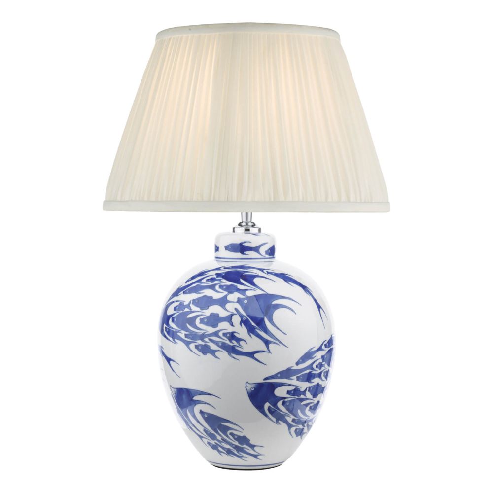 Simone Table Lamp Blue Fish Ceramic With Shade