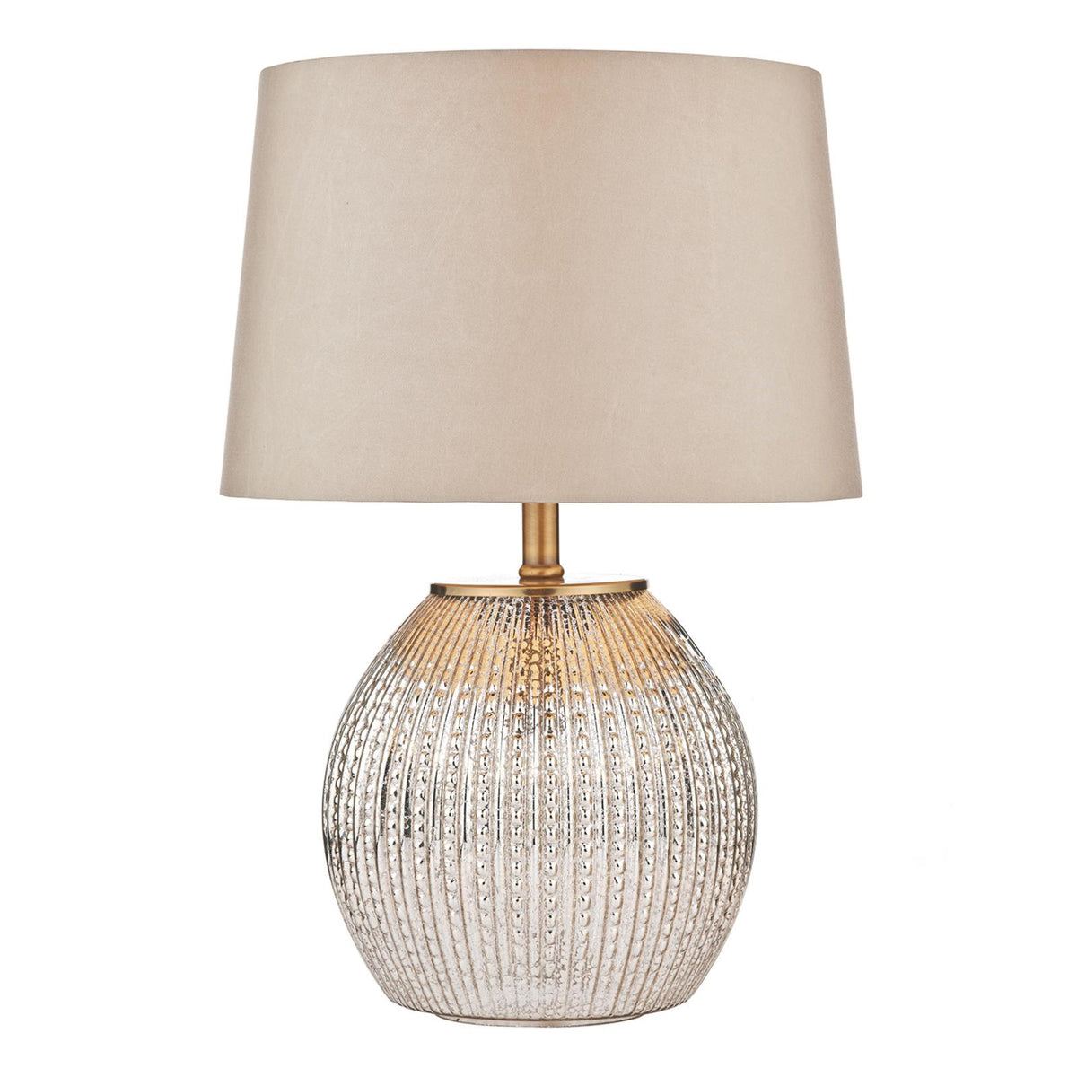 Sonia Dual Light Table Lamp Antique Brass & Silver Glass With Shade