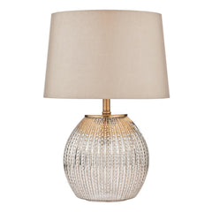 Sonia Dual Light Table Lamp Antique Brass & Silver Glass With Shade