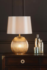 Sonia Dual Light Table Lamp Antique Brass & Silver Glass With Shade