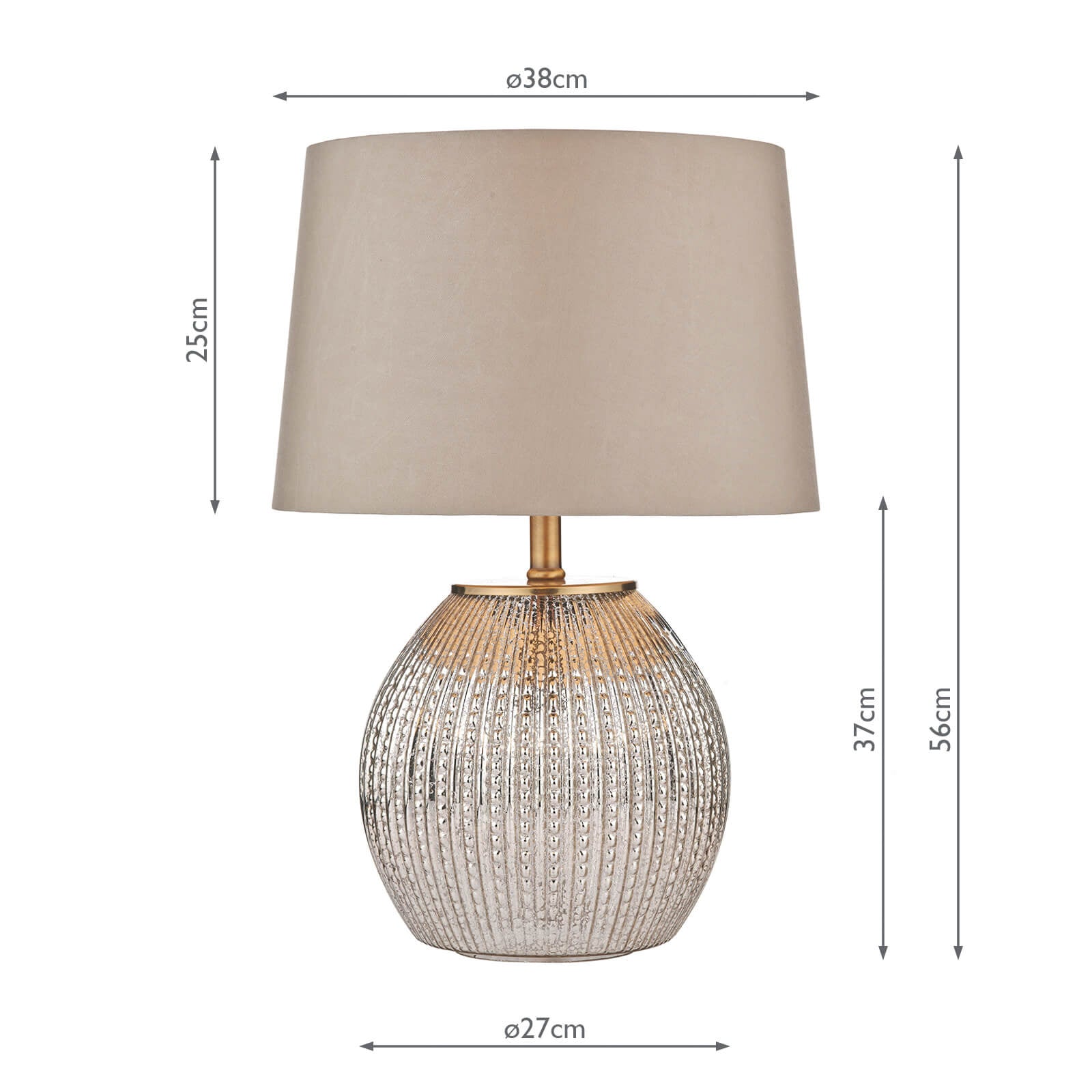 Sonia Dual Light Table Lamp Antique Brass & Silver Glass With Shade
