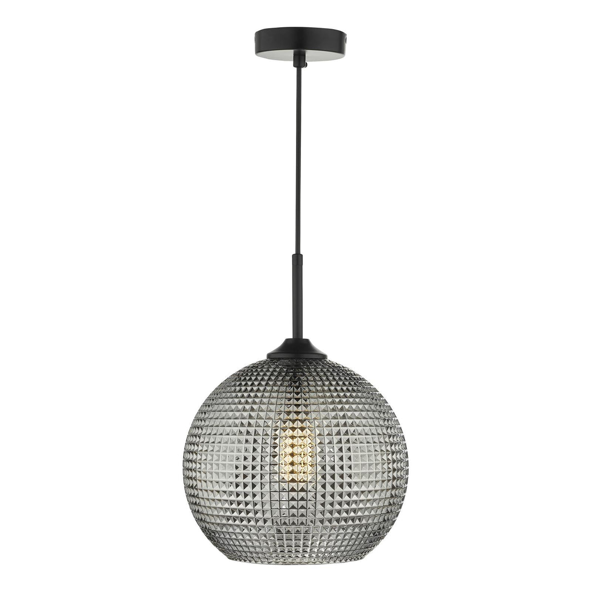 Soren 1 Light Pendant Black And Smoked Textured Glass