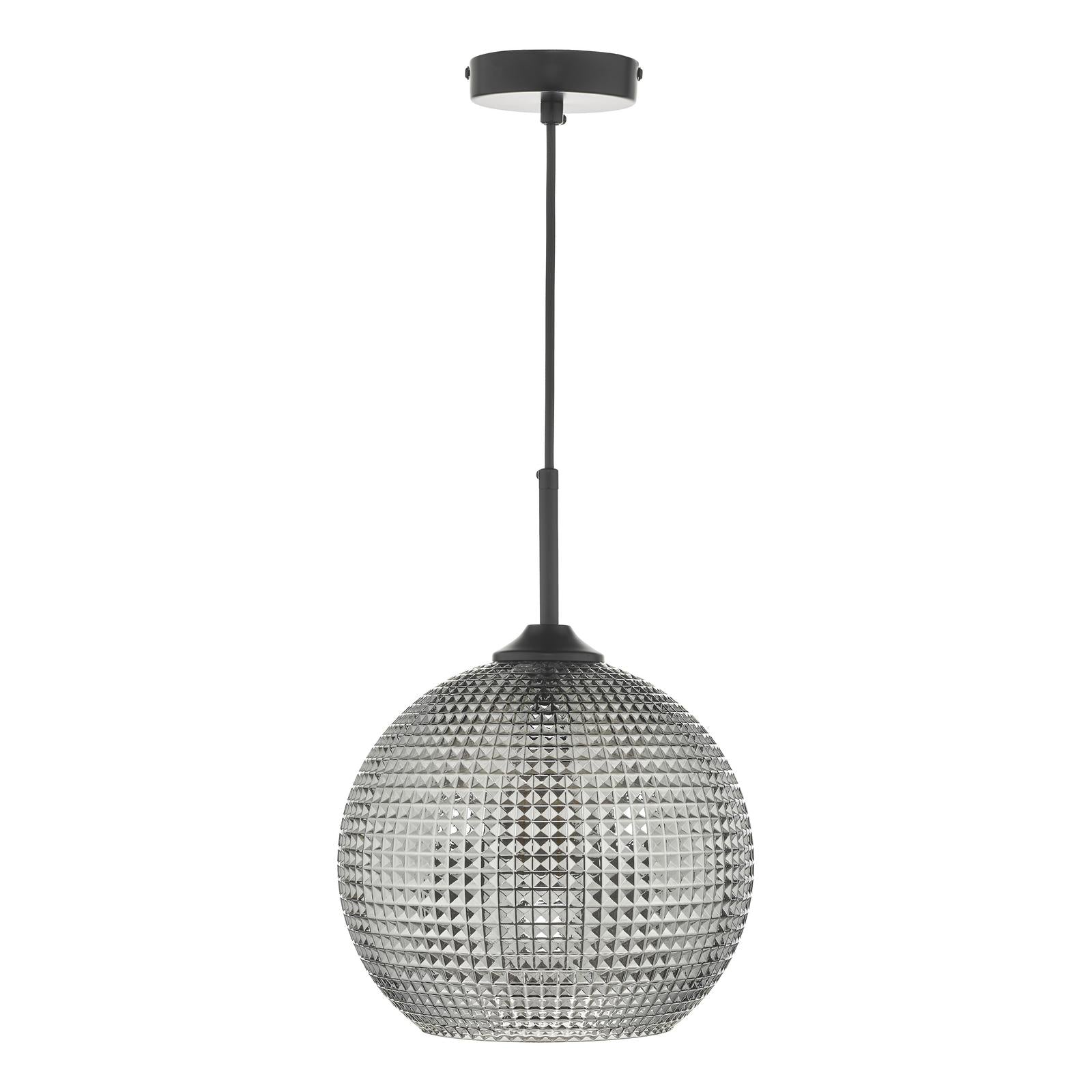 Soren 1 Light Pendant Black And Smoked Textured Glass