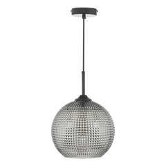 Soren 1 Light Pendant Black And Smoked Textured Glass