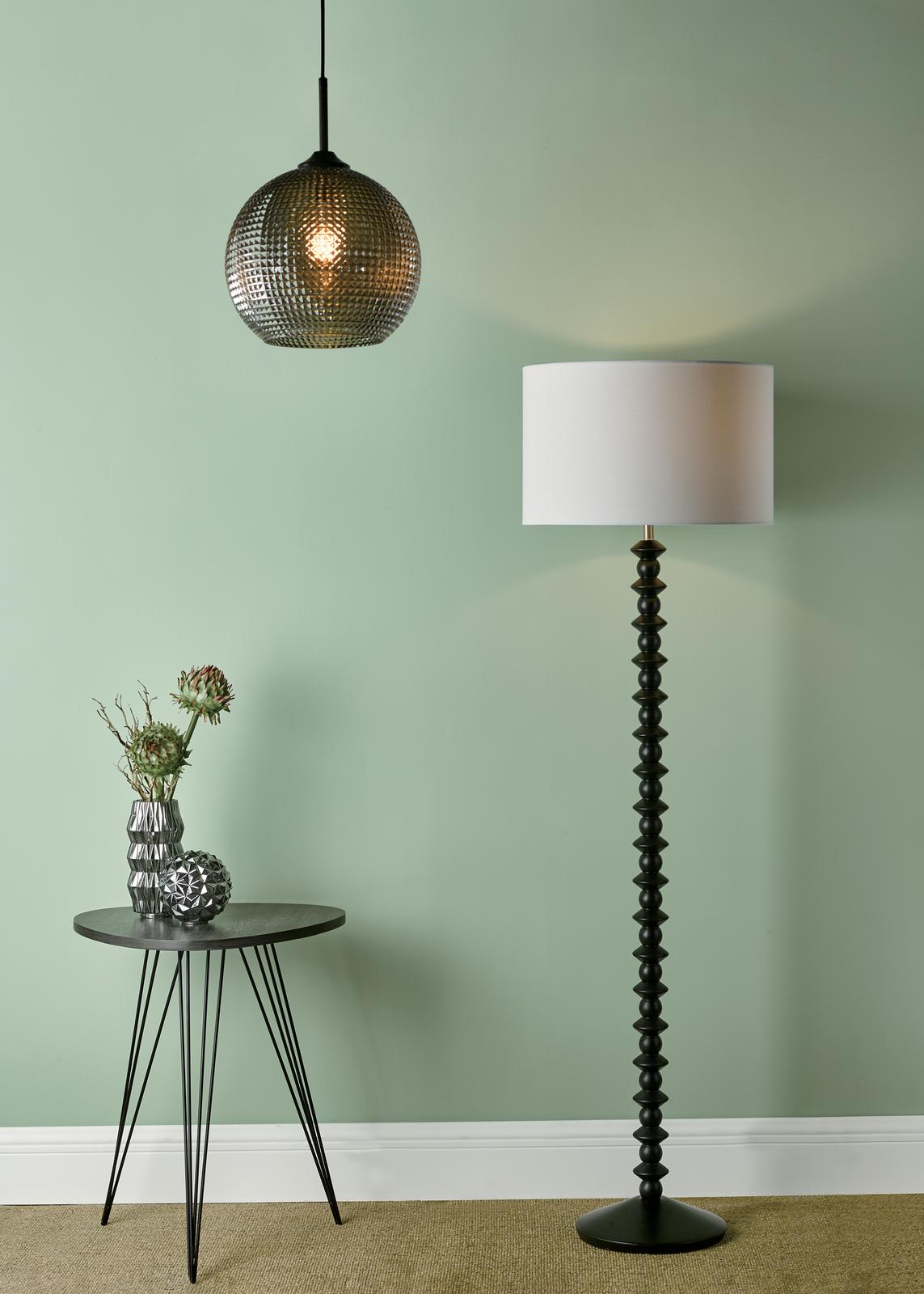 Soren 1 Light Pendant Black And Smoked Textured Glass