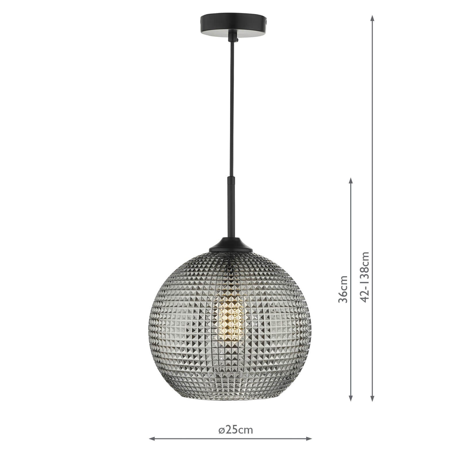 Soren 1 Light Pendant Black And Smoked Textured Glass