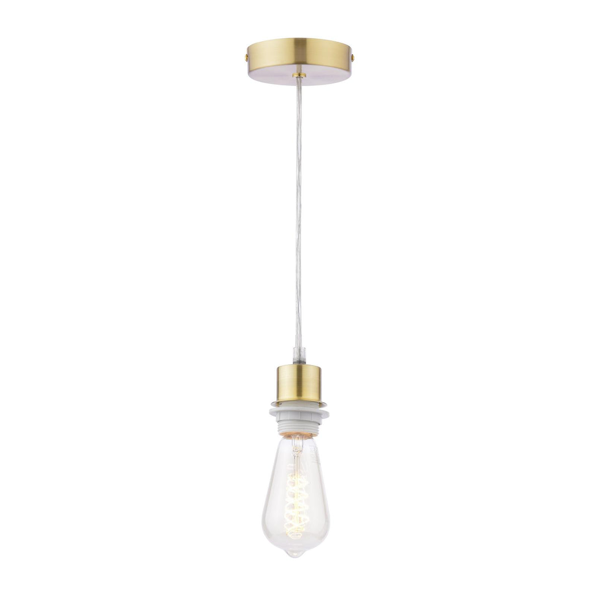 1 Light Satin Brass E27 Suspension With Clear Cable