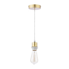 1 Light Satin Brass E27 Suspension With Clear Cable