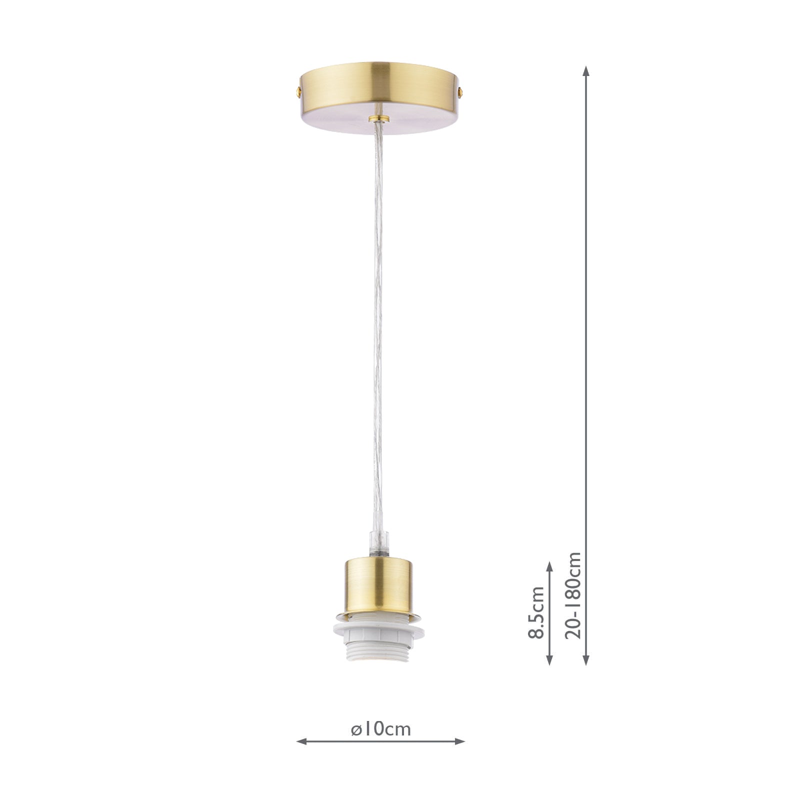 1 Light Satin Brass E27 Suspension With Clear Cable