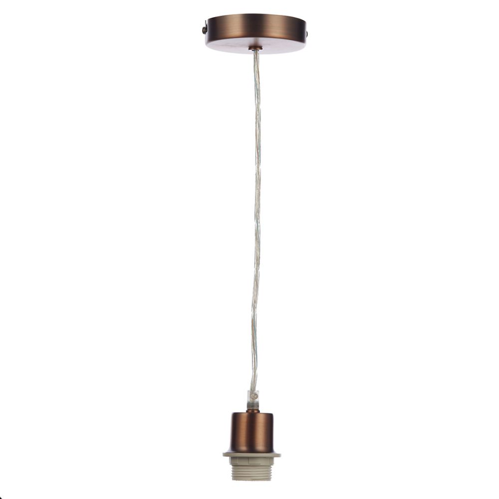 1 Light Aged Copper E27 Suspension With Clear Cable SP64