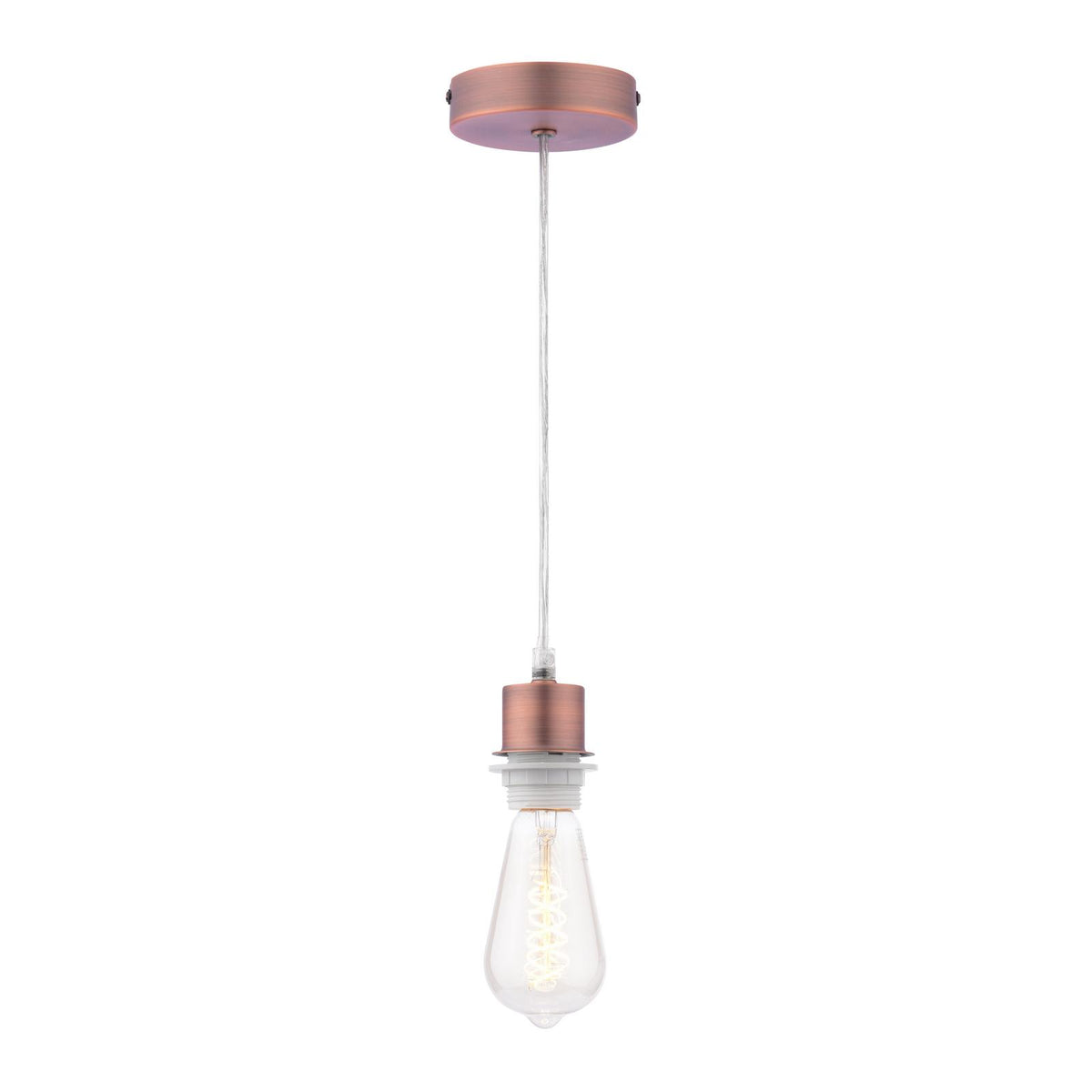 1 Light Aged Copper E27 Suspension With Clear Cable