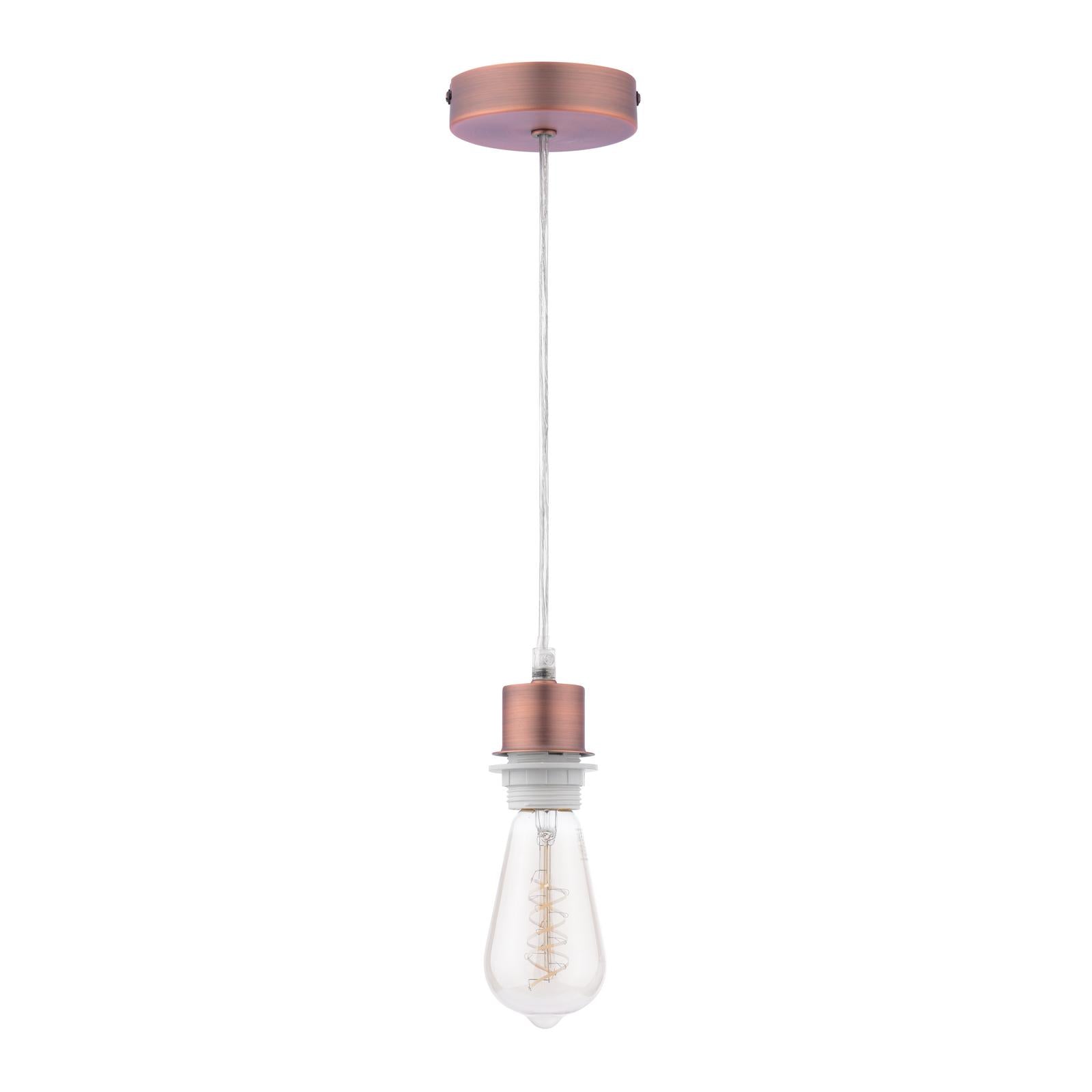 1 Light Aged Copper E27 Suspension With Clear Cable