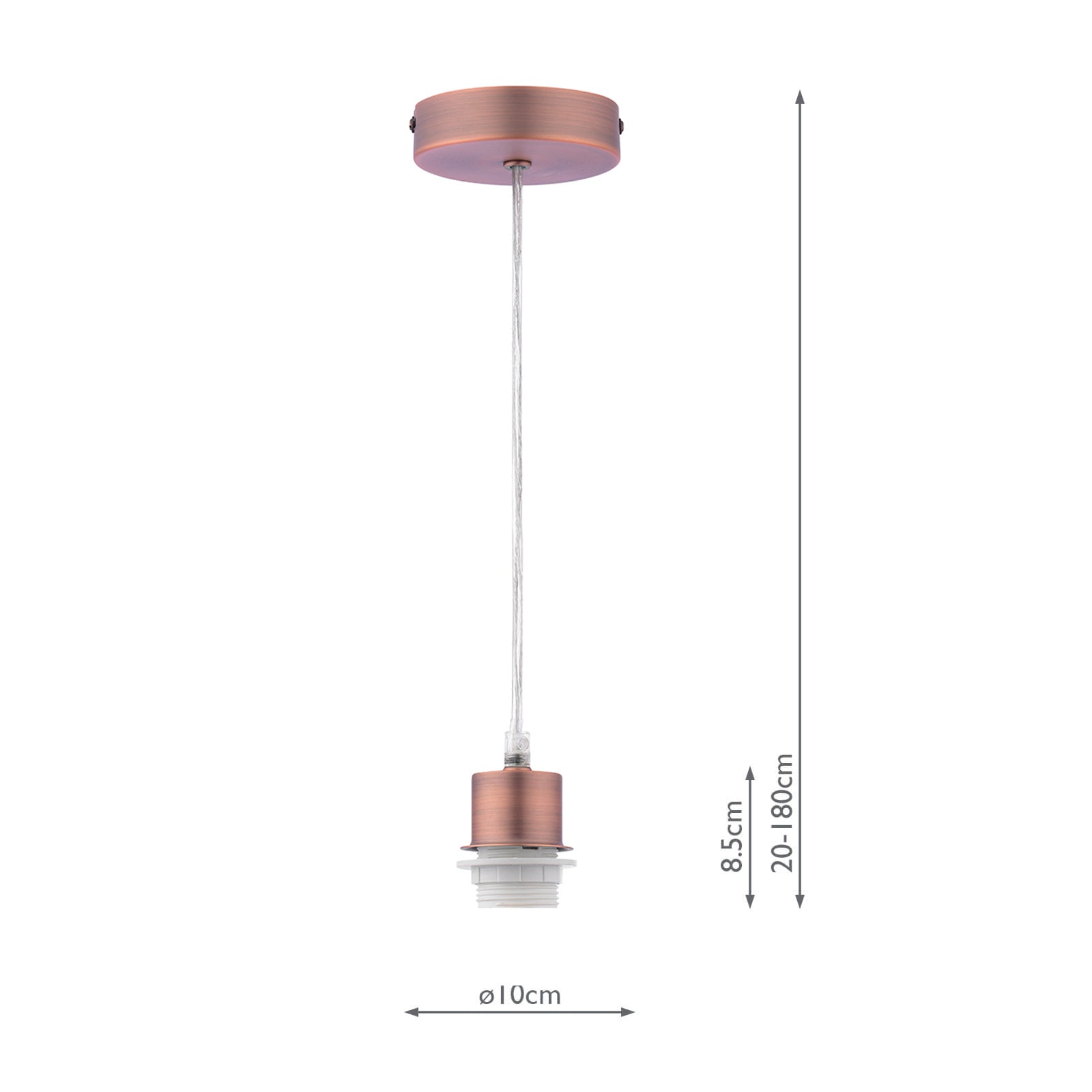 1 Light Aged Copper E27 Suspension With Clear Cable