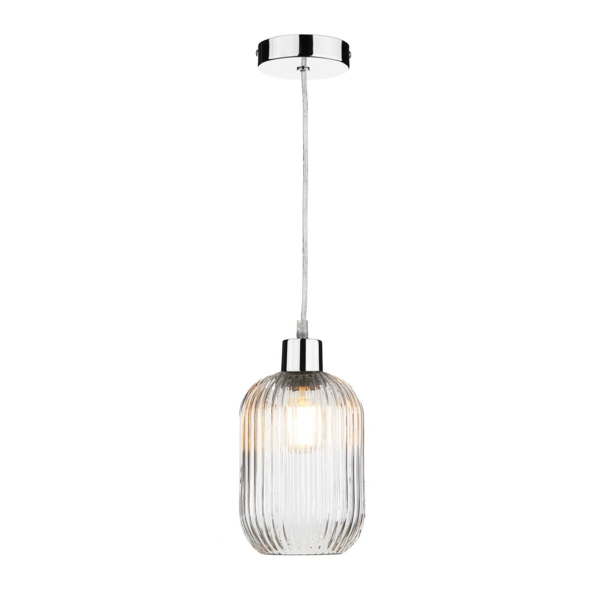 Sawyer Pendant Polished Chrome and Ribbed Glass