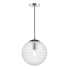 Hobnail Pendant Polished Chrome & Clear Glass