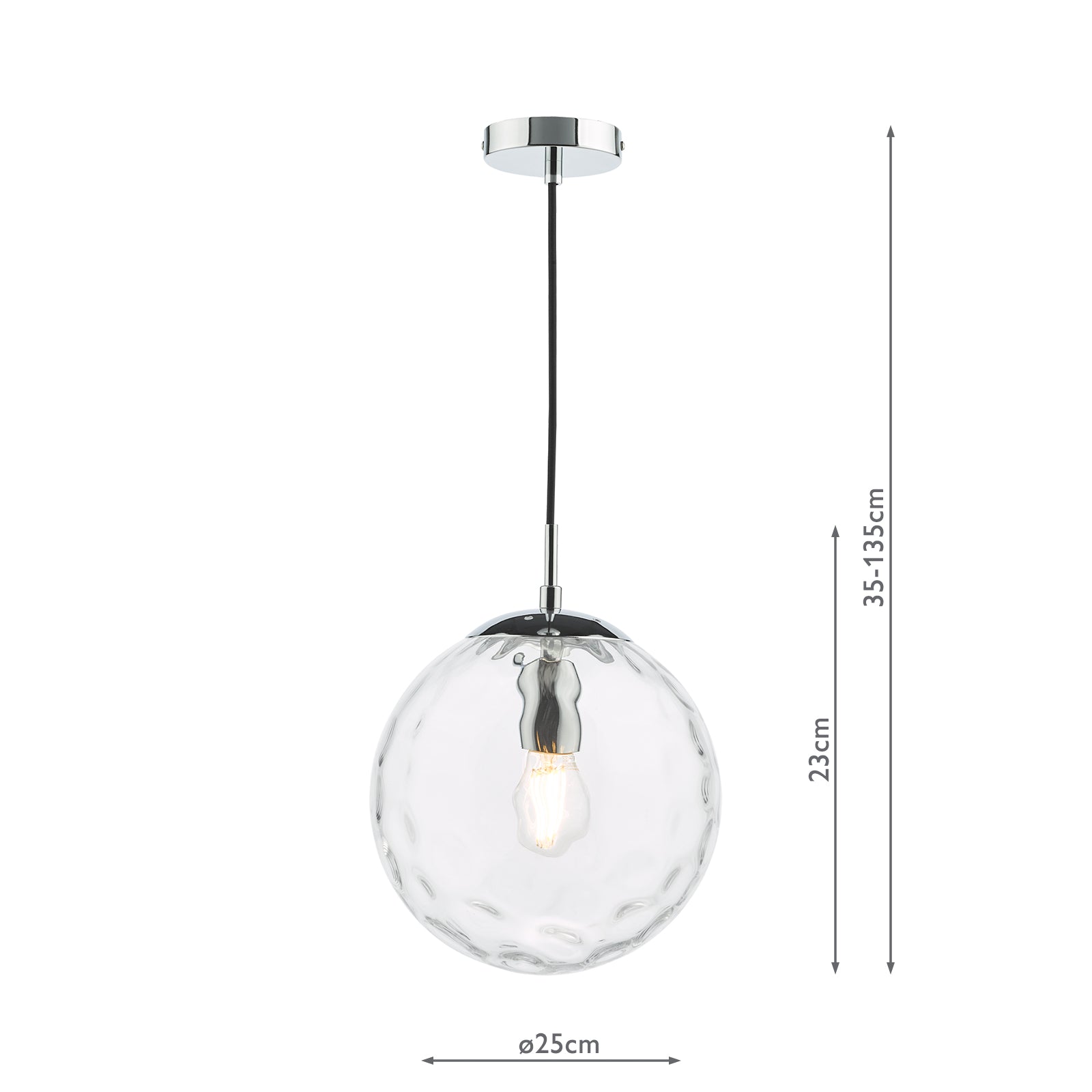 Ripple Pendant Polished Chrome & Clear Glass