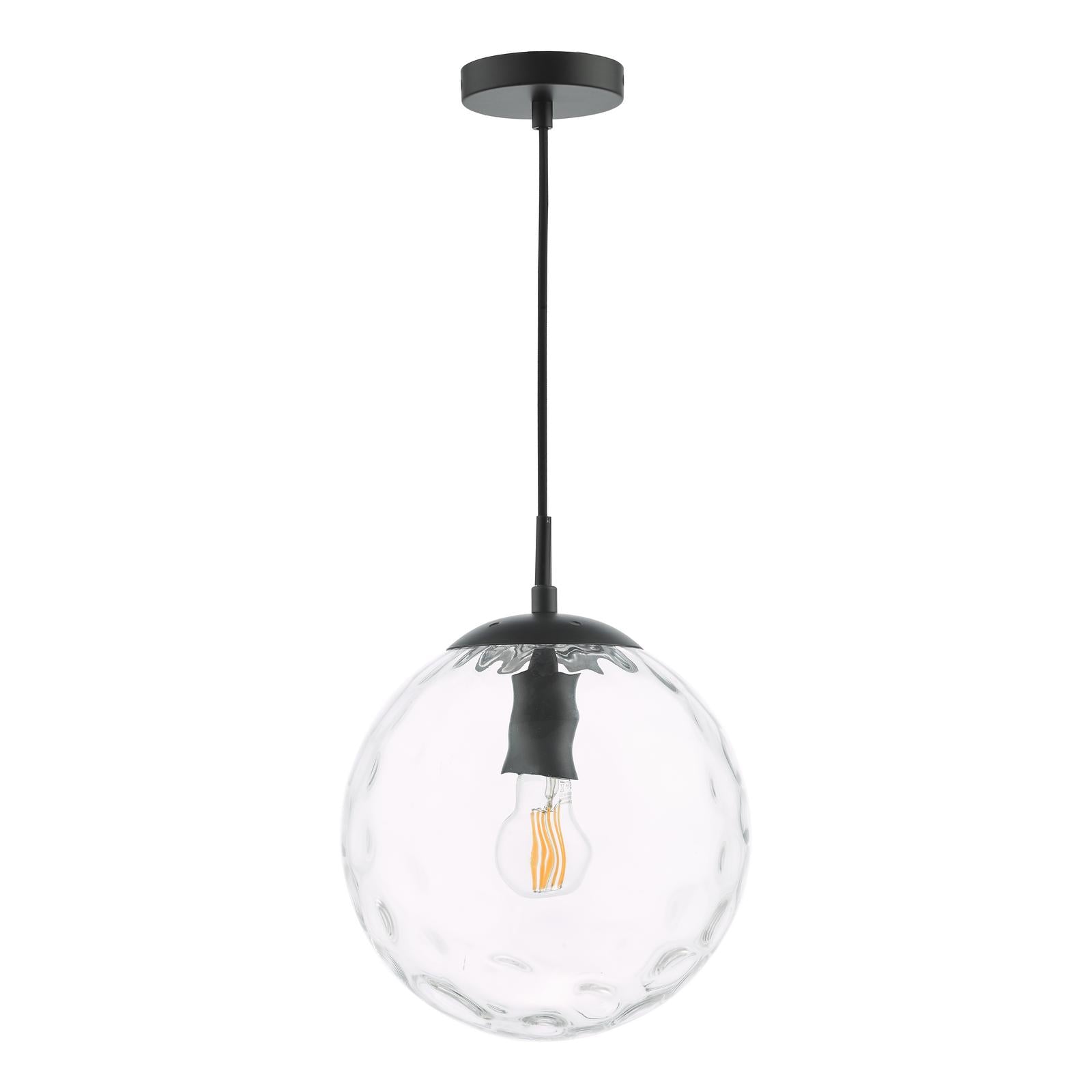 Ripple Pendant Matt Black & Clear Glass