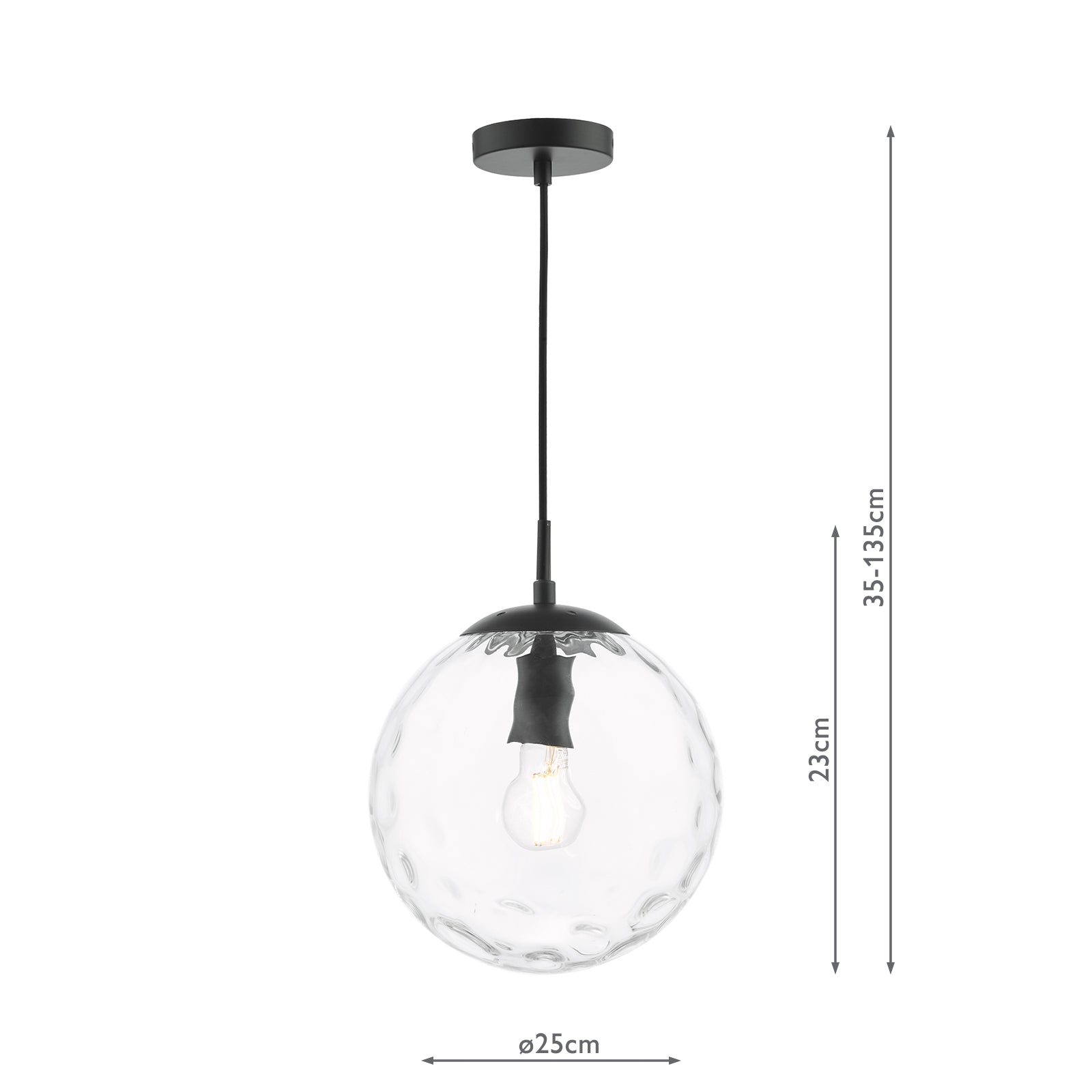 Ripple Pendant Matt Black & Clear Glass