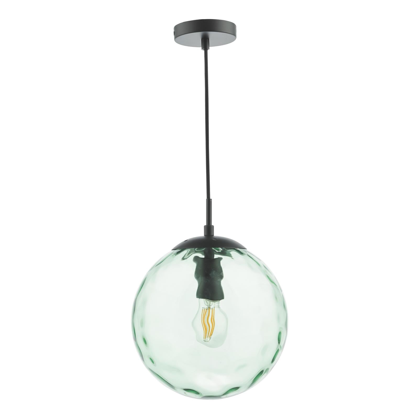 Ripple Pendant Matt Black & Green Glass