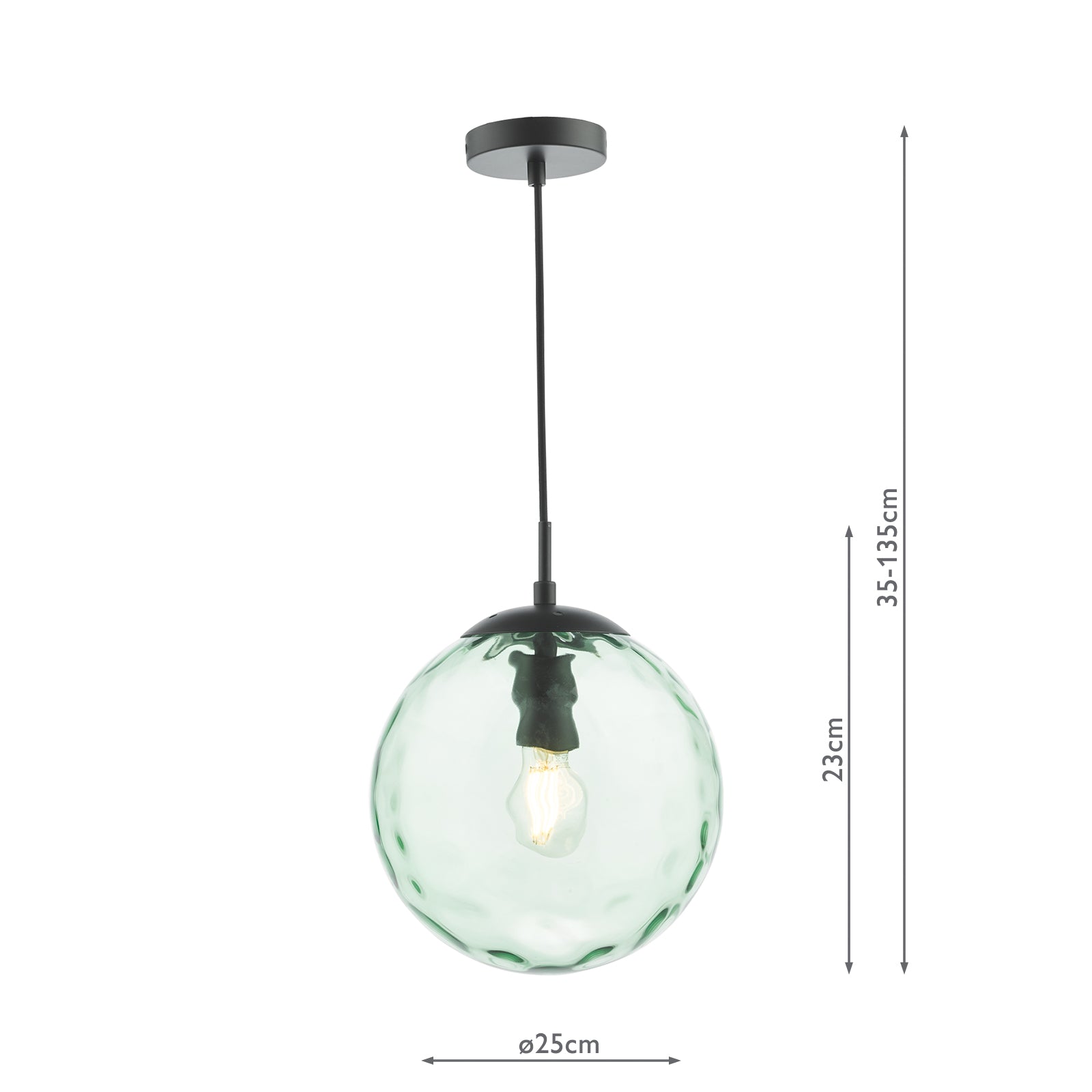 Ripple Pendant Matt Black & Green Glass