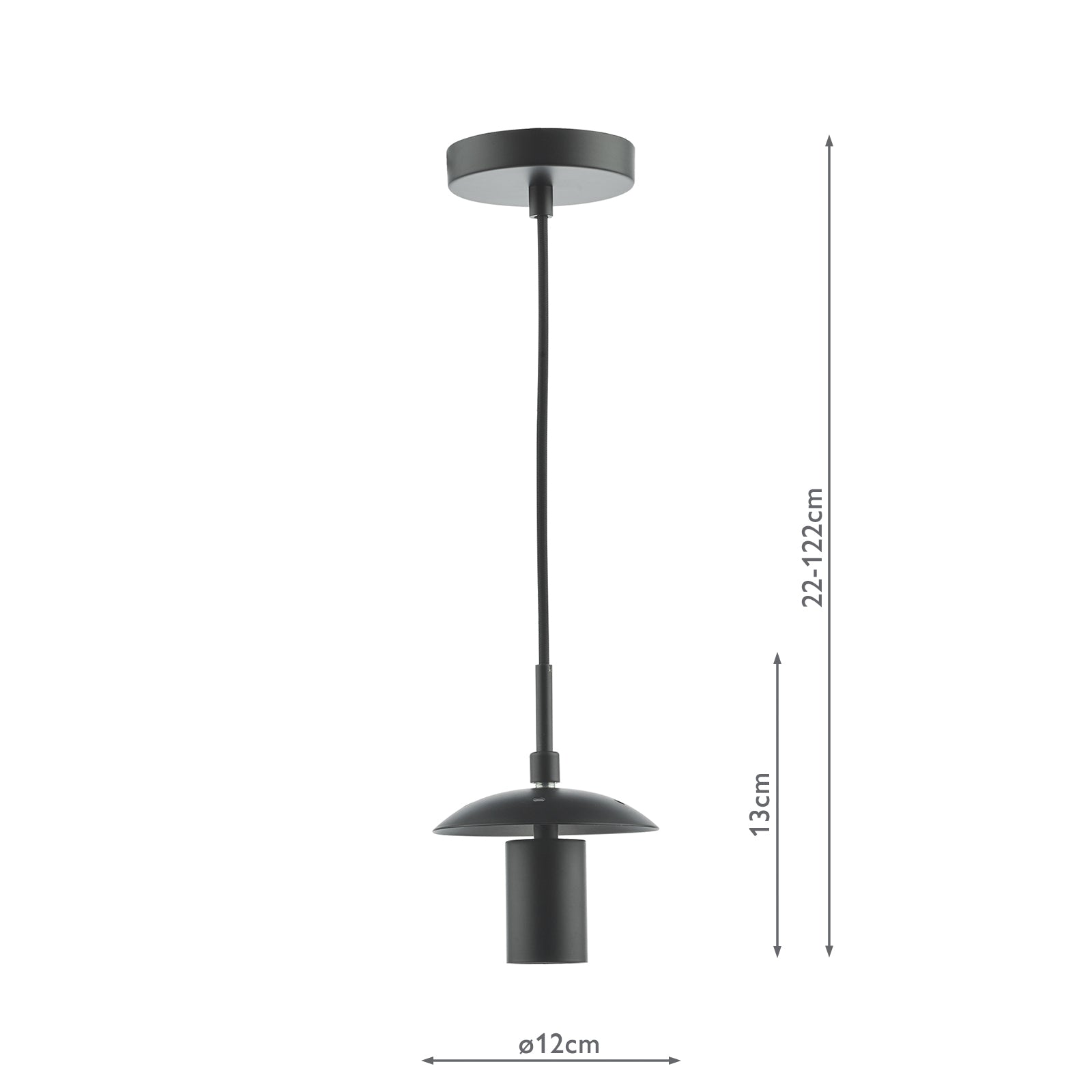 1 Light Matt Black E27 Suspension