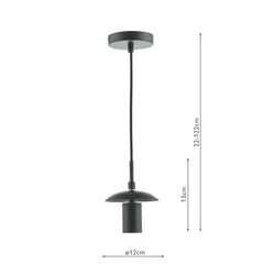 1 Light Matt Black E27 Suspension